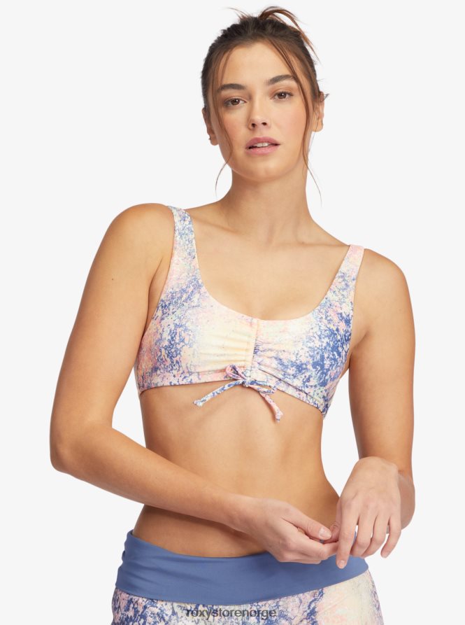 kvinner Roxy aktiv atletisk bralette bikini topp knallhvit betongjungel 2B2N8R958 | bikini topper
