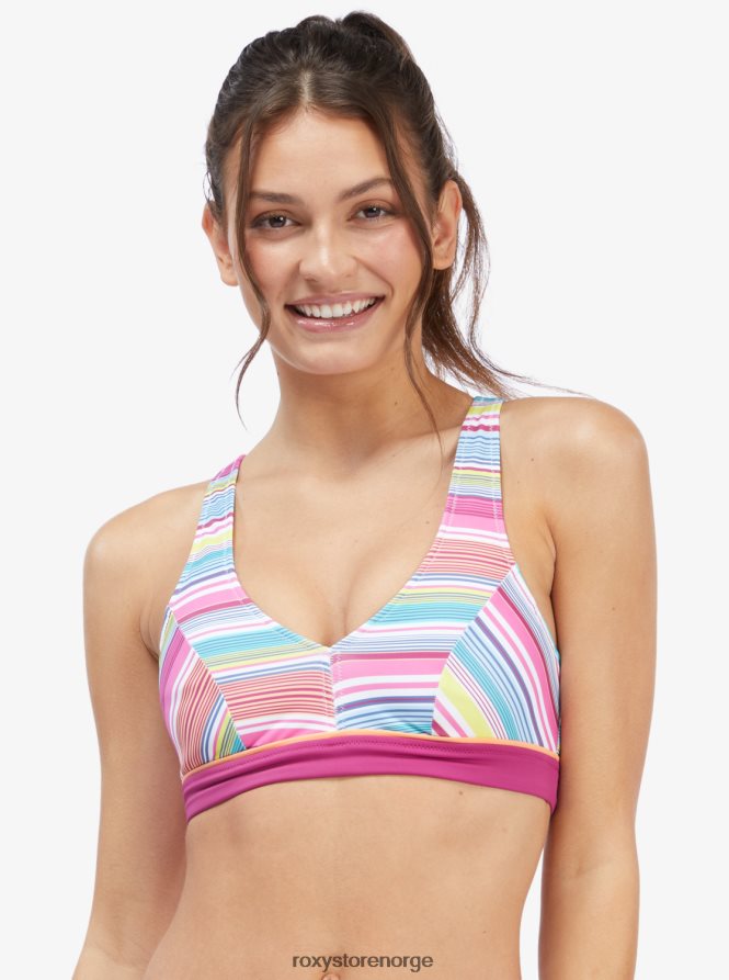 kvinner Roxy aktiv grime bikini topp lys hvit tropi stripe 2B2N8R1093 | bikini topper