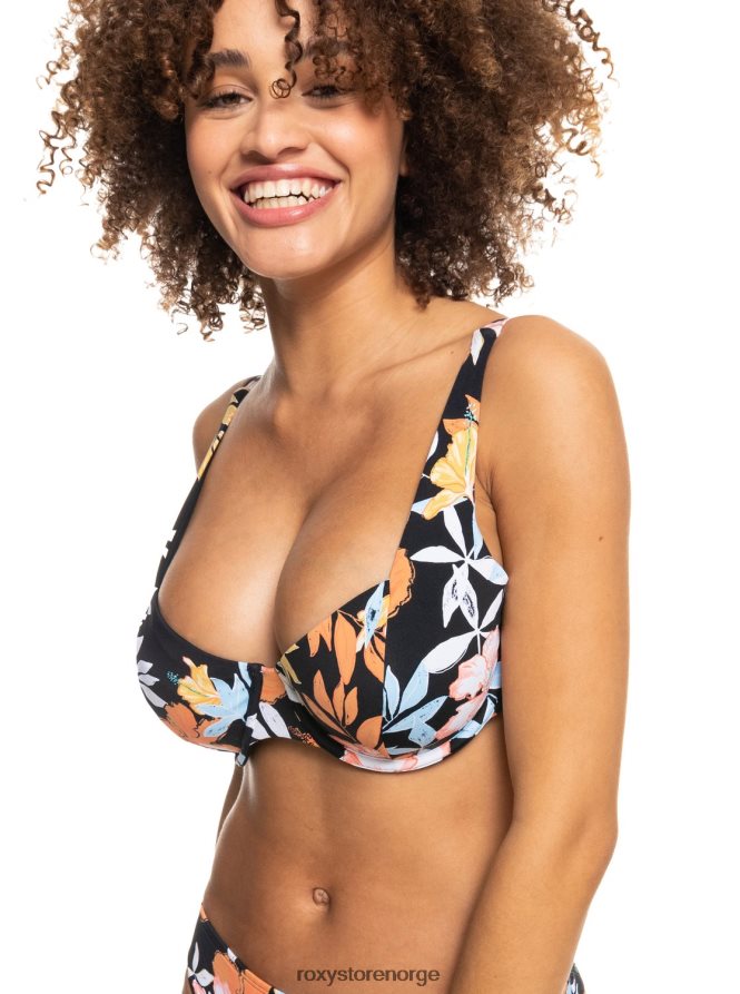kvinner Roxy beach classics d-cup bikini topp med bøyle antrasitts øyvibber 2B2N8R1002 | bikini topper