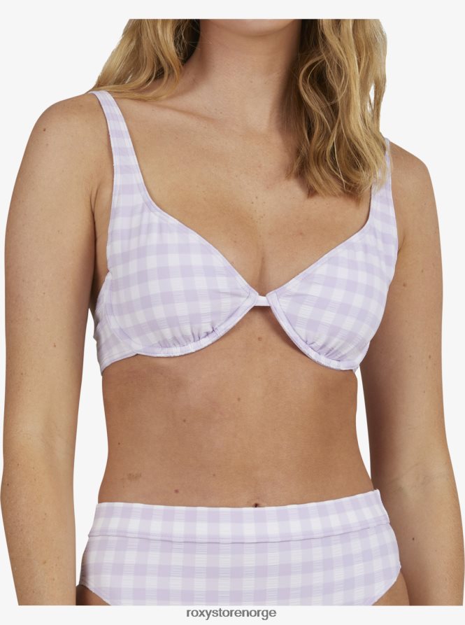 kvinner Roxy hjerte den rutete bøyle bralette bikini topp castle gingham lg pastell lilla 2B2N8R929 | bikini topper