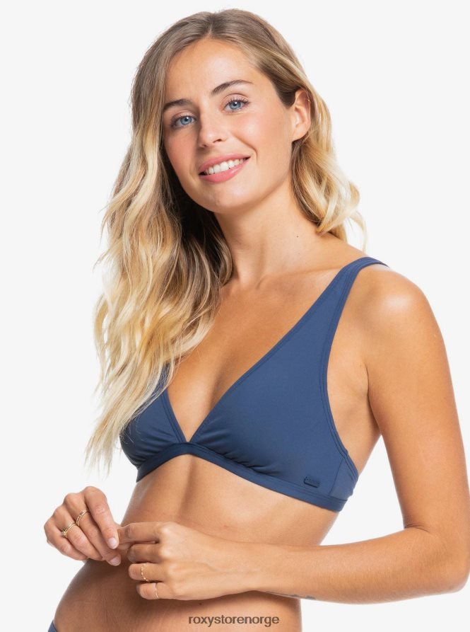 kvinner Roxy solid beach classics langstrakt trekant bikini topp humør indigo 2B2N8R1051 | bikini topper