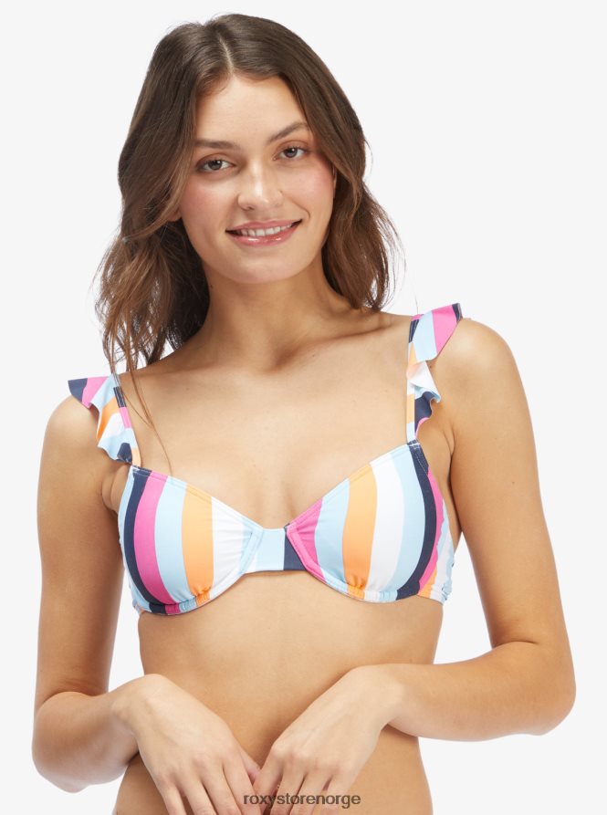 kvinner Roxy strandklassikere bikinitopp med bøyle kul blå throwback stripe 2B2N8R955 | bikini topper