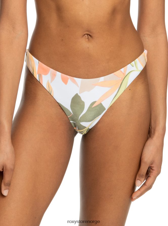 kvinner Roxy printede strandklassikere frekke bikinibukser lys hvit subtilt salt flat 2B2N8R852 | bikinitruser