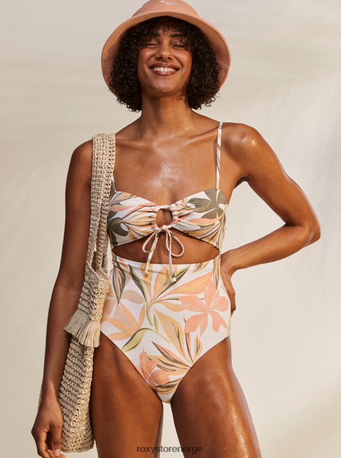 kvinner Roxy badedrakt i ett stykke strandklassikere med trykt lys hvit subtilt salt flat 2B2N8R878 | ett stykke