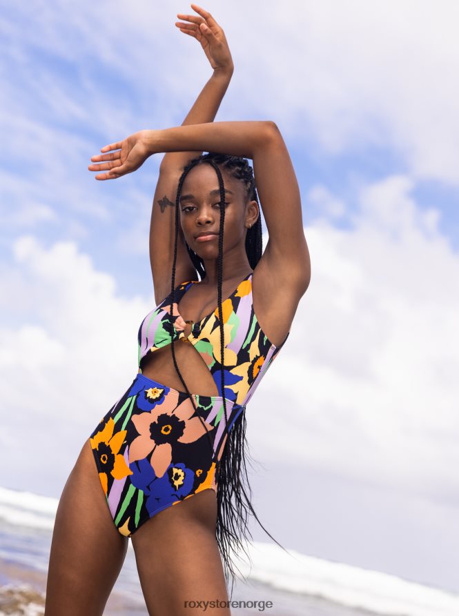 kvinner Roxy farge syltetøy badedrakt i ett stykke antrasitt blomst jammin 2B2N8R789 | ett stykke