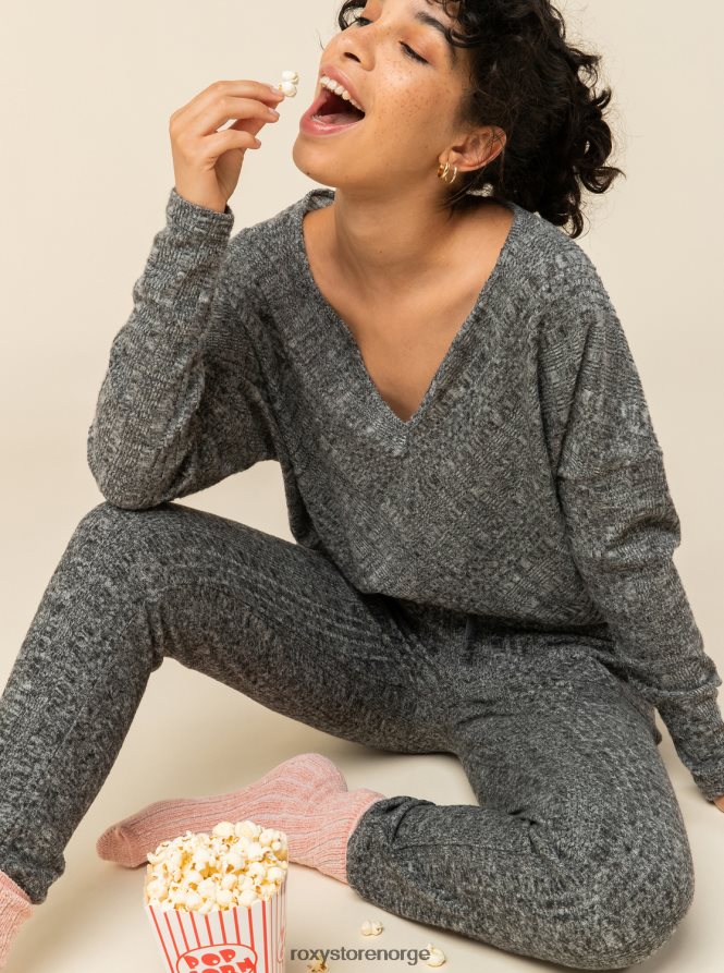 kvinner Roxy høyvann strikket topp antrasittlyng 2B2N8R448 | gensere