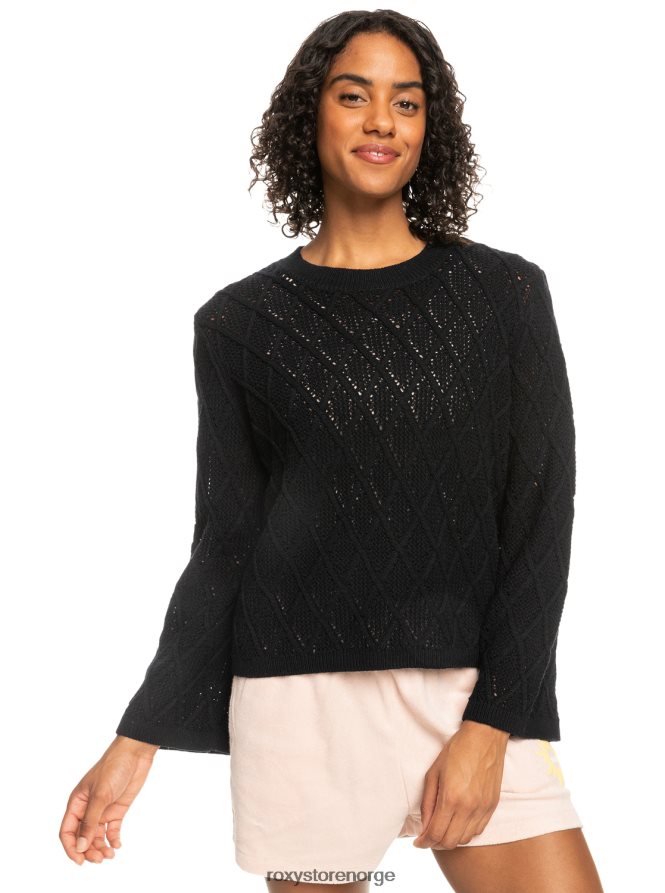 kvinner Roxy papirhjerter genser med rund hals antrasitt 2B2N8R275 | gensere