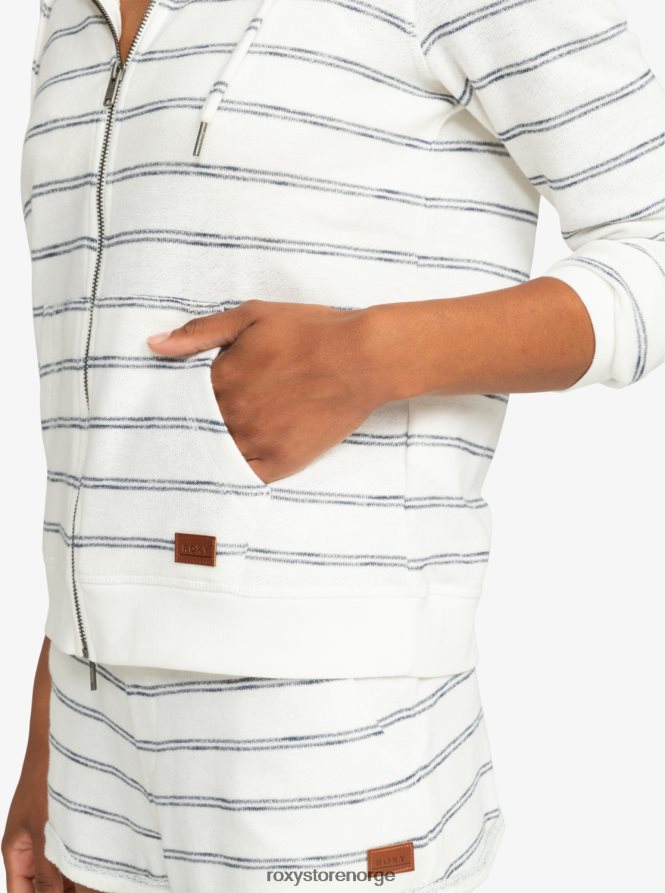 kvinner Roxy perfekte bølgestriper hettegenser med glidelås snøhvit horisont vil striper 2B2N8R250 | hettegensere
