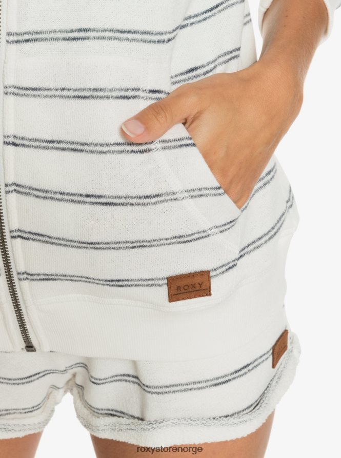 kvinner Roxy perfekte bølgestriper hettegenser med glidelås snøhvit horisont vil striper 2B2N8R250 | hettegensere