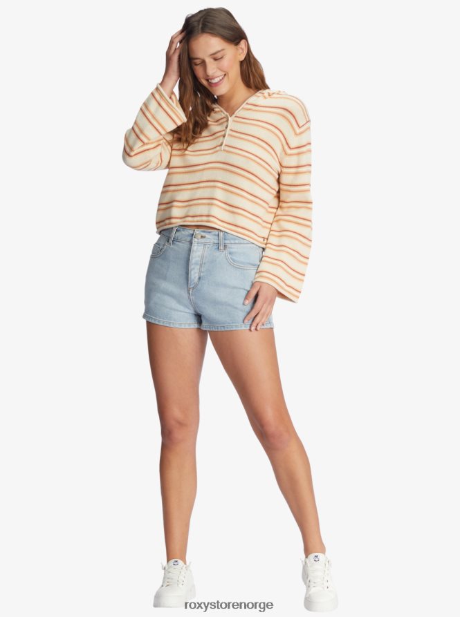 kvinner Roxy sidesveip poncho hettegenser tapioka retro stråler stripe 2B2N8R441 | hettegensere