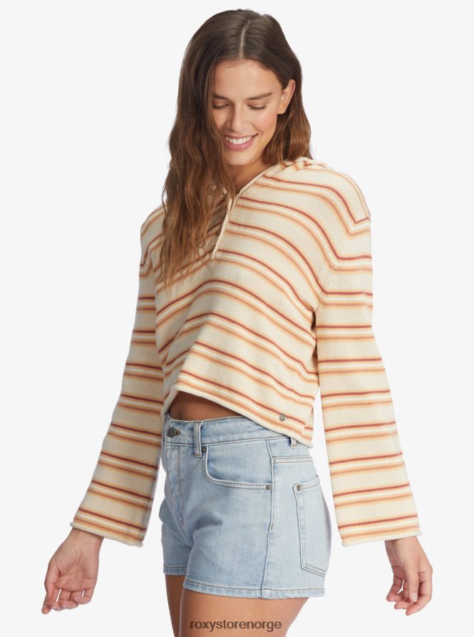kvinner Roxy sidesveip poncho hettegenser tapioka retro stråler stripe 2B2N8R441 | hettegensere
