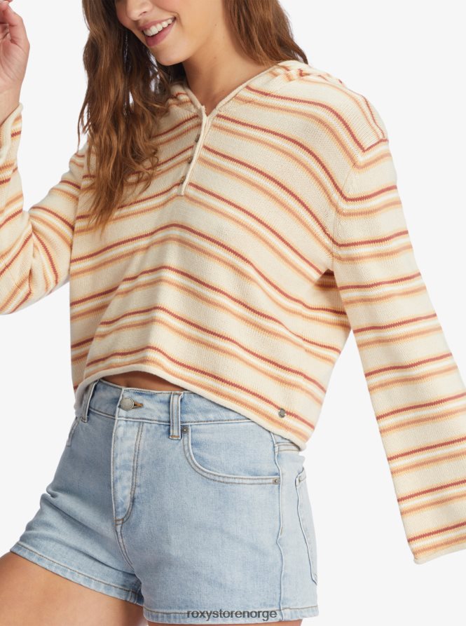 kvinner Roxy sidesveip poncho hettegenser tapioka retro stråler stripe 2B2N8R441 | hettegensere