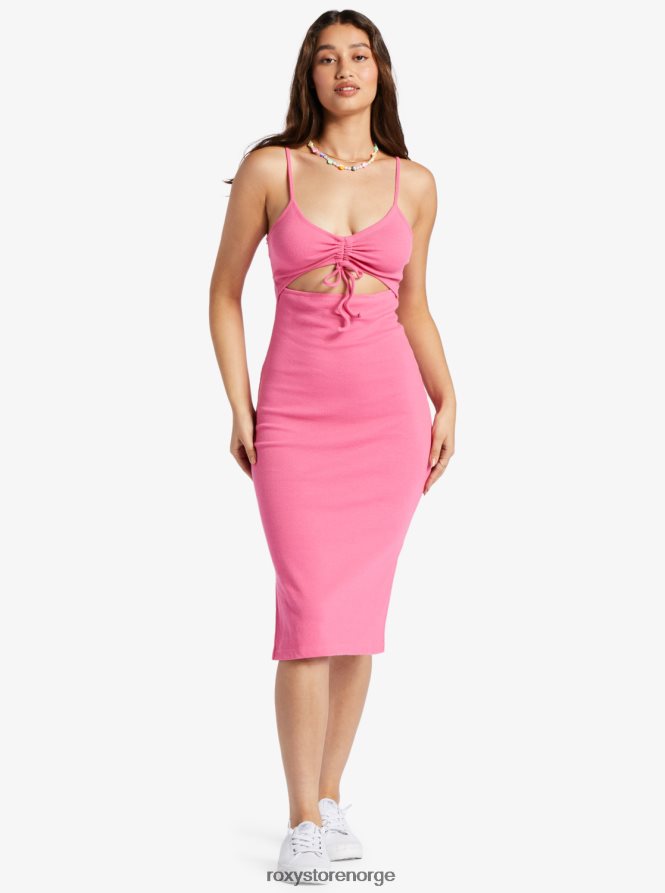 kvinner Roxy bølget ribbestrikket kjole sjokkerende rosa 2B2N8R147 | kjoler