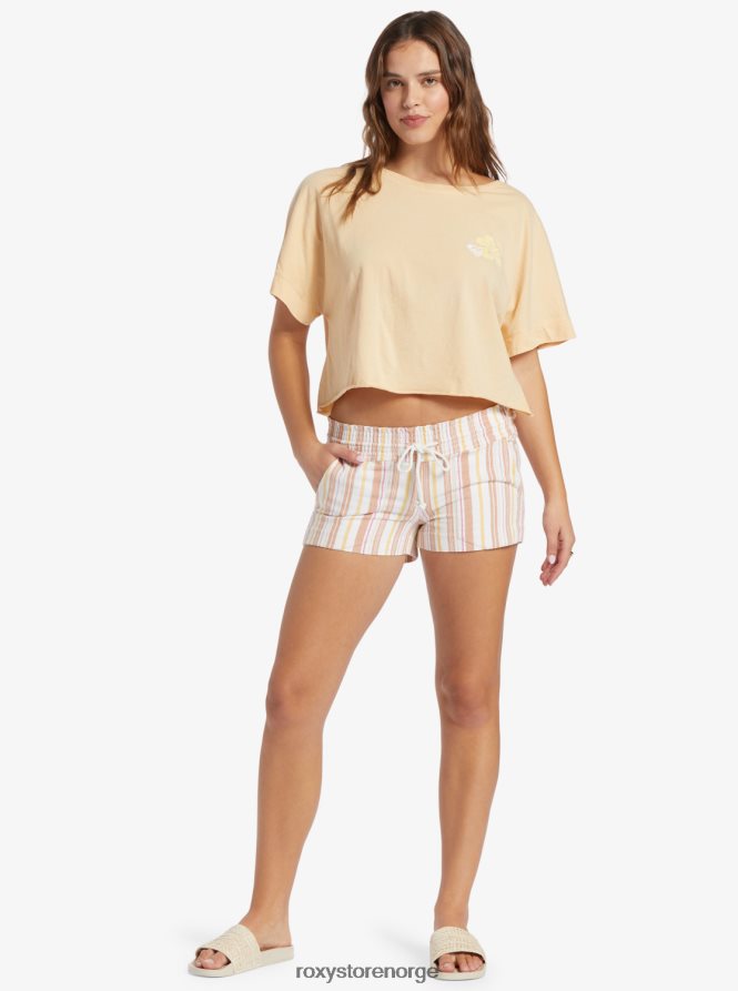 kvinner Roxy shorts med elastisk midje ved havet kork solside stripe 2B2N8R371 | shorts