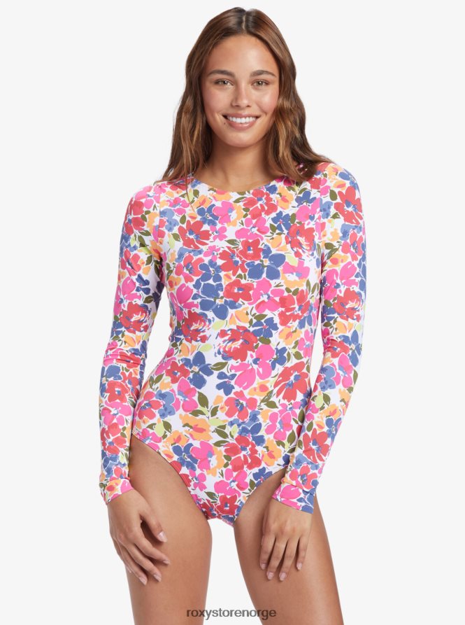 kvinner Roxy bloomin langermet badedrakt i ett stykke blomstrer 2B2N8R639 | rashguards