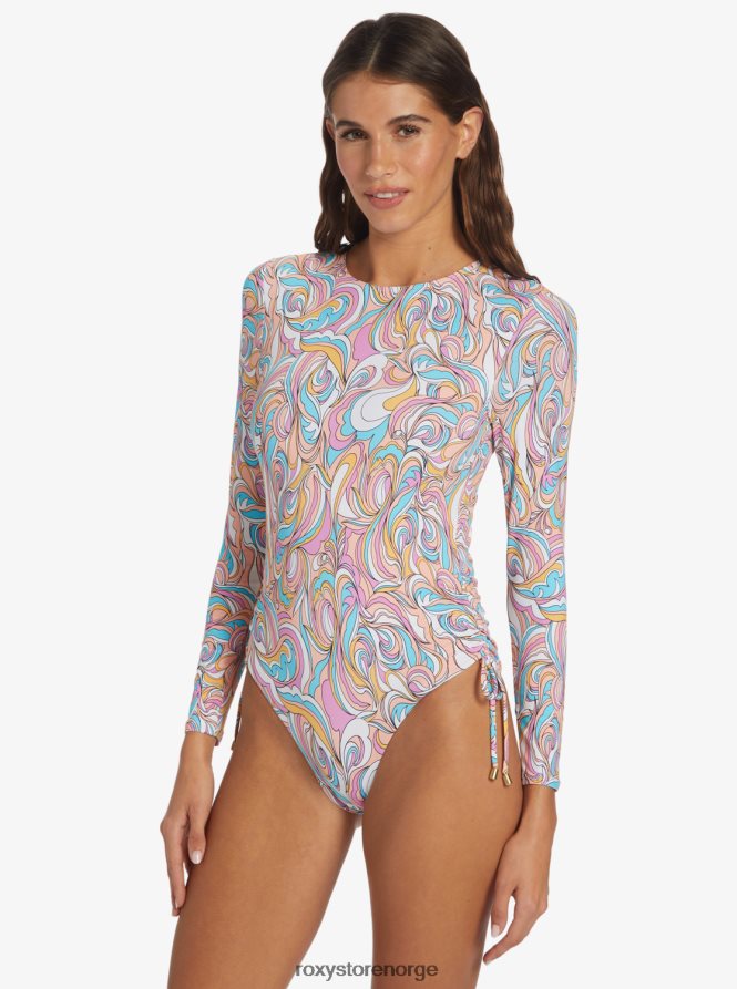 kvinner Roxy varm sand onesie active cropped upf 50 langermet rashguard swirly dønn 2B2N8R799 | rashguards